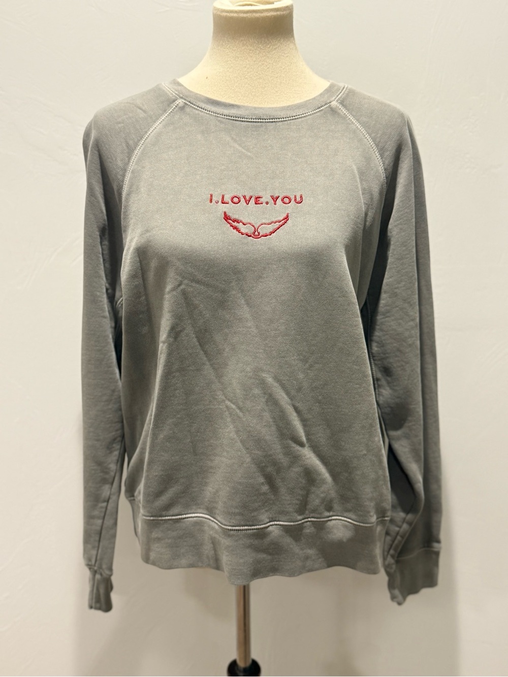 Zadig & Voltaire "I Love You" Sweatshirt in Nacre Grey